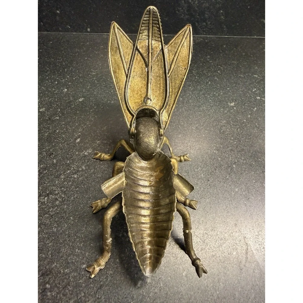 Metal Cicada Locust Insect Figurines Pair 8